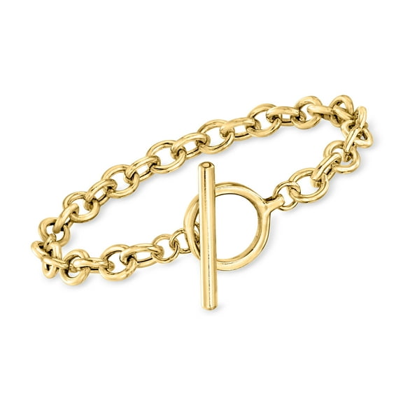Ross-Simons 18kt Gold Over Sterling Cable-Link Toggle Bracelet, Women's, Adult