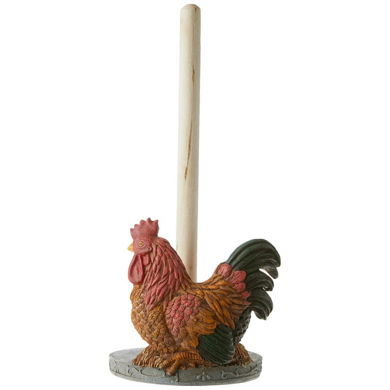 Accent Plus Country Rooster Paper Towel Holder Cedar Wood and Polyresin Kitchenware Walmart
