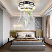 PHORUS 13" Bladeless Flush Mount Ceiling Fan with LED Light, Stepless Dimming & Remote Control,Low Profile Modern Fan for Bedroom,Black