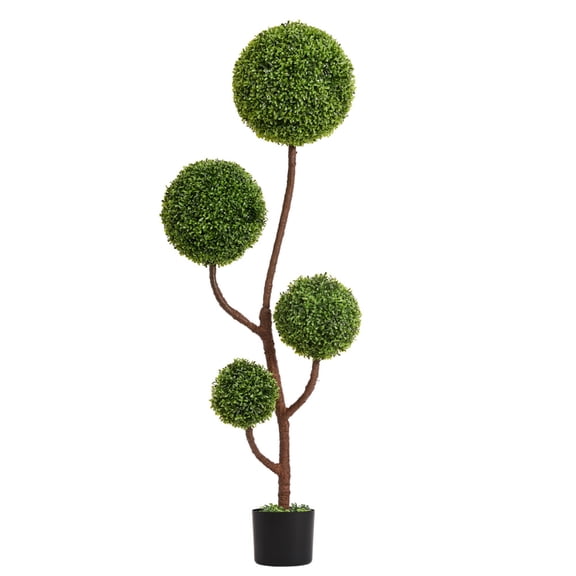 Artificial Boxwood Topiary Tree, 5FT Tall Triple Ball-Shaped Faux Plant  Indoor or Outdoor Home and Office Decoration, 1pc/set