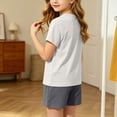 thumbnail image 6 of HAOTAGS Teen Girls Summer Short Sleeve Outfit Set (2-17) Soft Modal Cotton Two-Piece Lounge Sleepwear Gray Size 7, 6 of 9