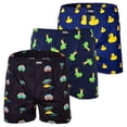 thumbnail image 1 of Happy Shorts Boxers de hombre tejidos, paquete de 3 - Estilo americano, algodón, estampados Ente/Frosch/Vacation L (Large), 1 of 7
