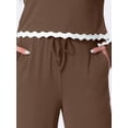 thumbnail image 5 of DARING DIVA Long Sleeve Crewneck Lounge Sets Contrast Color Trims S Brown, 5 of 6