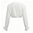 thumbnail image 5 of Tqcoqu Women's Long Sleeve Crop Tops,Sheer Mesh V-Neck Ruched Front Ruffle Cuff Tops,White Women's S-XXL, 5 of 5