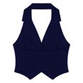 thumbnail image 5 of Manyakai Womens Fashion V-Neck Button Front Vest Teens Dance Crop Top Slim Fit Outwear Jacket Summer Navy Blue XXL, 5 of 7