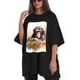 thumbnail image 4 of Plus Size Shirt for Women Black Tops for Women Oversized Short Sleeves Shirt for Women Chimpanzee T Shirt Crewneck Shirt for Women L, 4 of 5