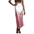 thumbnail image 3 of QIUOMBBP Womens Pencil Long Skirt Elastic High Waist Satin Silk Bodycon Maxi Skirts Summer Casual Streetwear Hot Pink L, 3 of 8