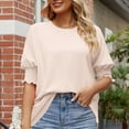 thumbnail image 5 of XuJwPNcy 3/4 Puff Sleeve Tops for Women Dressy Casual Crew Neck Tshirts Fashion Spring Summer Blouse Tunics, 5 of 6