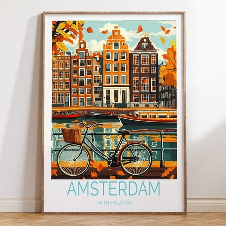 HADOPRINT Amsterdam Netherlands Travel Poster, Netherlands City Wall Art, Amsterdam Travel Print, Birthday Gifts, Wedding Gifts, Home Decor UNFRAMED PAPER POSTER, Home Decor, Vintage Gift