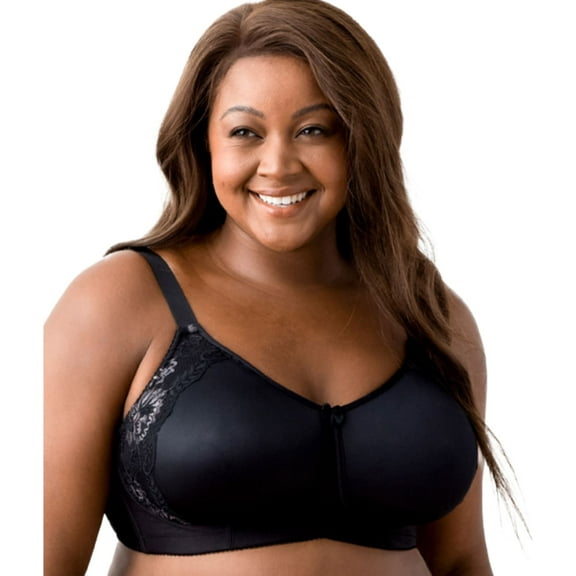 ELILA Black Microfiber & Lace Molded Softcup Wireless Bra, US 36I, UK 36G, NWOT