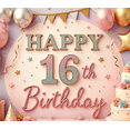 thumbnail image 3 of Colorful Balloons Sweet 16 Banner Glitter Stars Festive Design Birthday Celebration Backdrop for Party Decoration Photography Event, 3 of 7