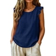 thumbnail image 2 of Womens Sleeveless Tops Loose Fit Flowy Tank Trendy Beach Vacation Outfits, 2 of 6
