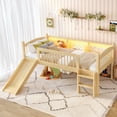 thumbnail image 2 of CZBZ Twin Solid Wood Low Loft Bed with Storage Shelves & LED Lights, Natural Pine Wood High Sleeper with Full-Length Guardrails, 350LBS Capacity, No Box Spring Needed, Easy Assembly, Noise Free, 2 of 11