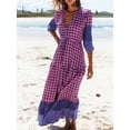 thumbnail image 3 of Nituyy Robe Longue à Imprimé Floral pour Femme, Manches Mi-Longues, Col en V, Ourlet Fendu, Coupe Fluide Évasée pour l'Été, 3 of 6