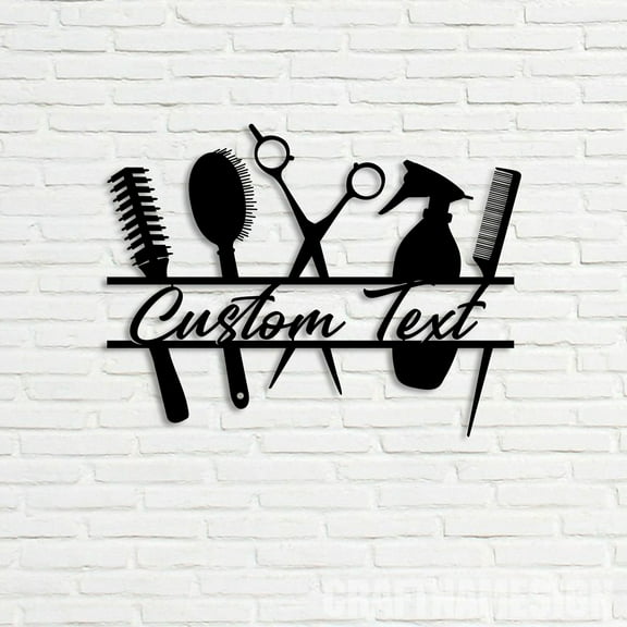 Craftnamesign Custom Hair Stylist Metal Wall Art LED Light, Barber Shop Name Sign, Hair Salon Sign