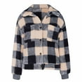 thumbnail image 5 of jsaierl Women's Fuzzy Fleece Jacket Casual Plaid Button Down Teddy Jacket Coat Outerwear, 5 of 9