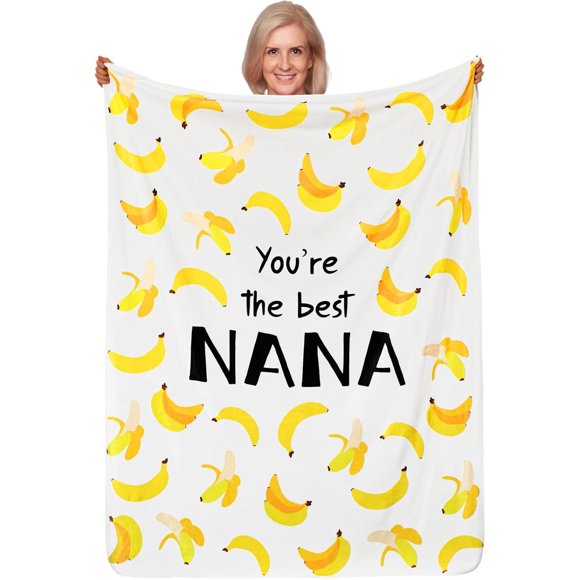 Cadeaux Nana Couverture en Flanelle Douce pour Grand-Mère de la Part de Petite-Fille Petit-Enfants Tu Es le Meilleur Cadeau de Nana pour Anniversaire, 60"x50 Pouces