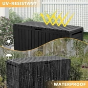 Seizeen Deck Box, 75 Gallon Resin Box on Wheels, Large Outdoor Storage Box, Outdoor Waterproof Storage Chest for Outside Furniture Cushions, Garden Tools, Black, D7226