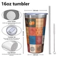 thumbnail image 4 of 16oz Tumblers Happy Thanksgiving Turkey Fall Leaves Pumpkin Stainless Steel Vacuum Insulated Double Wall Travel Tumbler Cups Mug with Lid and Straw,Cleaning Brush for Coffee,Tea, 4 of 4