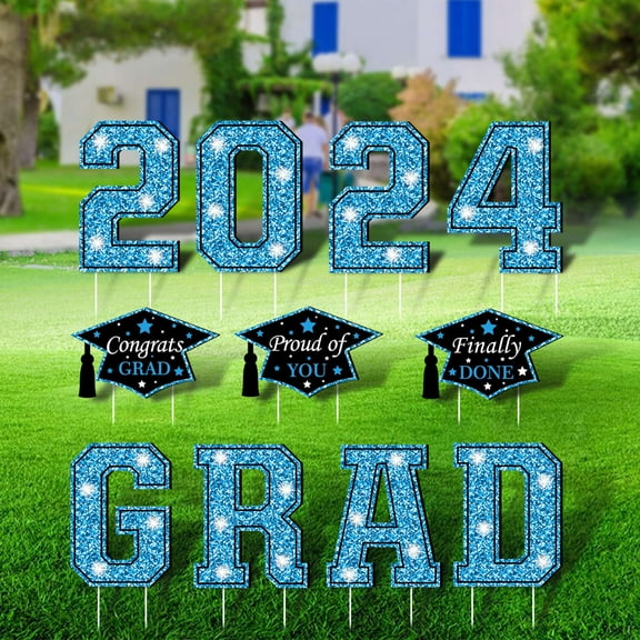 Coolmade Graduation Yard Sign 2024, 11pcs Large Graduation Decorations Class of 2024 Yard signs with Stakes