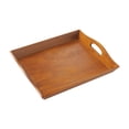 thumbnail image 1 of Bandeja rectangular de madera para servir, bandeja de madera, bandeja para guardar comida, aperitivos, bandeja para mesa de café, bandeja para bufé, Marrón, 1 of 9