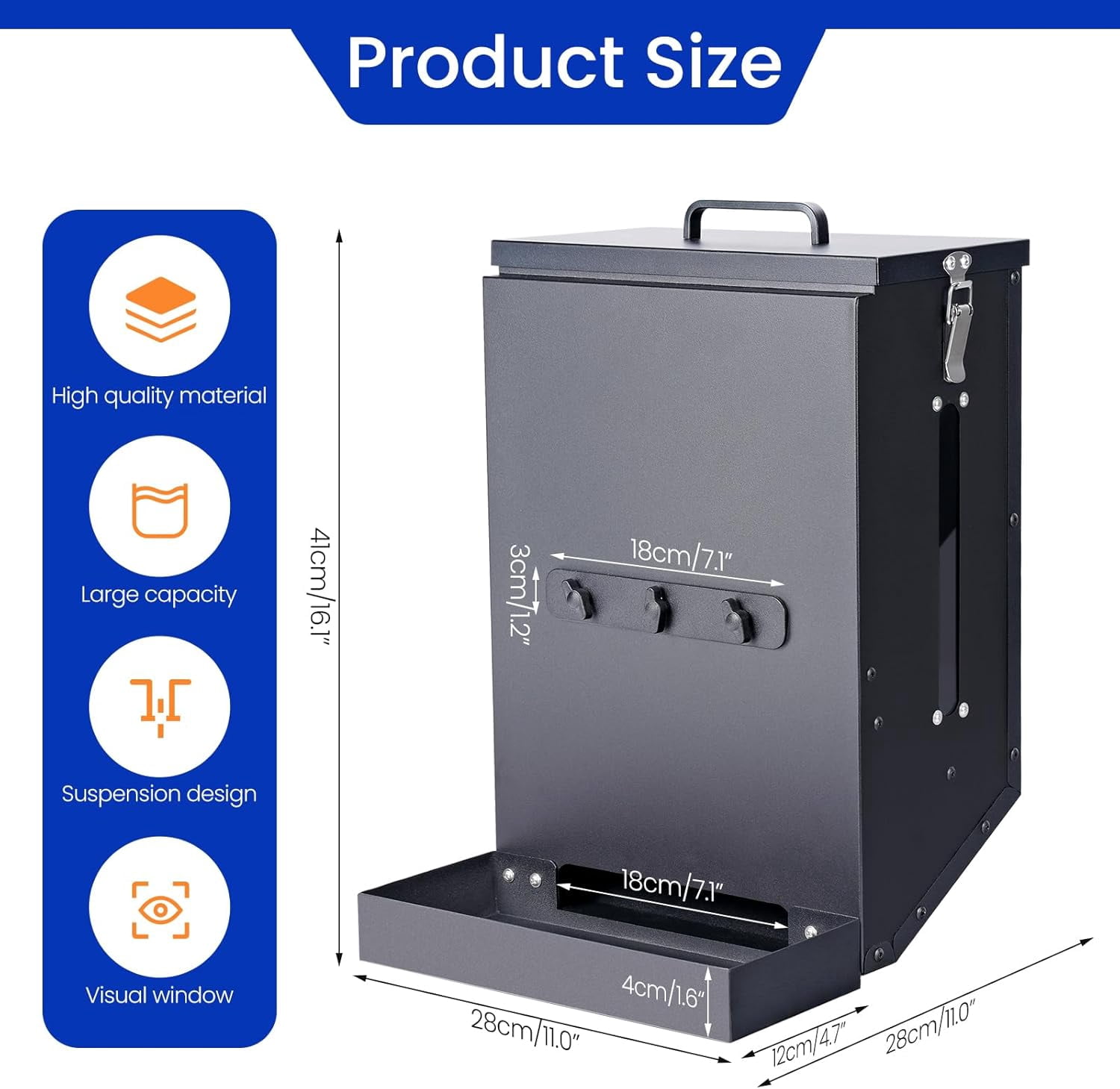 Dog Feeder Hanging Crate Automatic Food Dispenser 17Lbs Hanging Pet Cage Feeder for Large Breed,Rabbit,Chicken,Puppy,Ferret,Chinchilla,Ferret