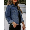 thumbnail image 3 of ORUYROP Sidefeel Women Distressed Washed Long Sleeve Shacket Raw Hem Ripped Jackets, 3 of 7