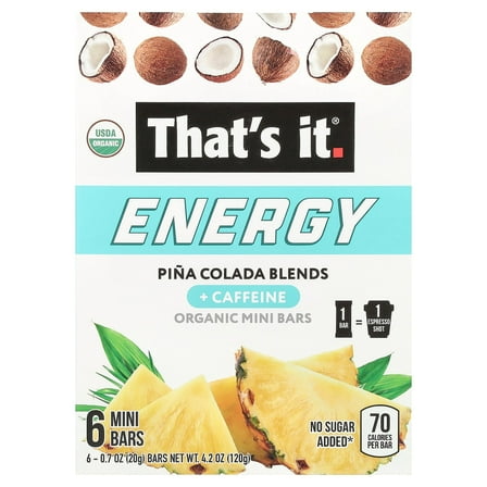 That's It Energy, Organic Mini Bars, Pina Colada Blends, 6 Mini Bars, 0.7 oz (20 g) Each