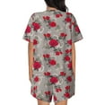 thumbnail image 3 of Bixox Women's Rose Flowers Printed Pajama Set 2 Piece Lounge Set Top and Shorts Soft Pajamas, Shorts with Pockets, 3 of 7