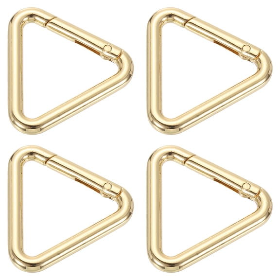 Uxcell 4 Pack Metal Triangle Ring Buckle, 1 1/4"(32mm) Spring Snap Clip Hook Jump Rings Alloy Trigger Keychain for Purses Handbag Strap Clasp, Gold