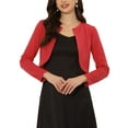thumbnail image 1 of INSPIRE CHIC Boléro Ouvert pour Femme, Ourlet Arrondi, Cardigan Court, Rouge, TP, 1 of 4