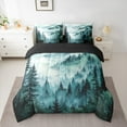 thumbnail image 2 of Manfei Farmhouse Nature Scenery Bedding Comforter Set 7-Piece, Teal Rustic Watercolor King Bedding Sets, Teen Kid Adult Reversible Bed Sheets, Microfiber Bedroom Decor, 2 of 7