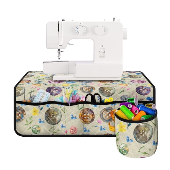 HELLHERO Sewing Machine Mat Button Flower Thanksgiving Scratches Proof to Store Bobbins Beautiful & Practical Fusion