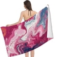thumbnail image 2 of Pink Liquid Marble Printed Microfiber Sand Free Pool Towel Lightweight Oversized Quick Dry Absorbent Compact Travel Must Have for The Swimming Summer Cruise Ship Essenti, 2 of 8