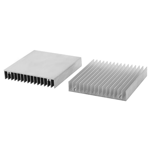 100x100x18mm Aluminum Heat Sink Radiator Fin Heatsink Silver Tone 2pcs