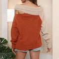 thumbnail image 4 of IROINNID Reduced Womens Sweater Knit One-Shoulder Pullover Sweater Color Block Leisure Mid-Length Long Sleeve Wear Autumn and Winter Strapless Splicing Knitting Sweater, 4 of 5