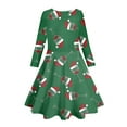 thumbnail image 4 of LUOGENLI Dresses for Girls 8-10 Fancy Kids Toddler Girls Christmas Trees Deer Print Christmas Long Sleeve Party Princess Dress Dresses for Girls Size 12-14 Girls Dresses Green-7 Size 8-9 Years, 4 of 5