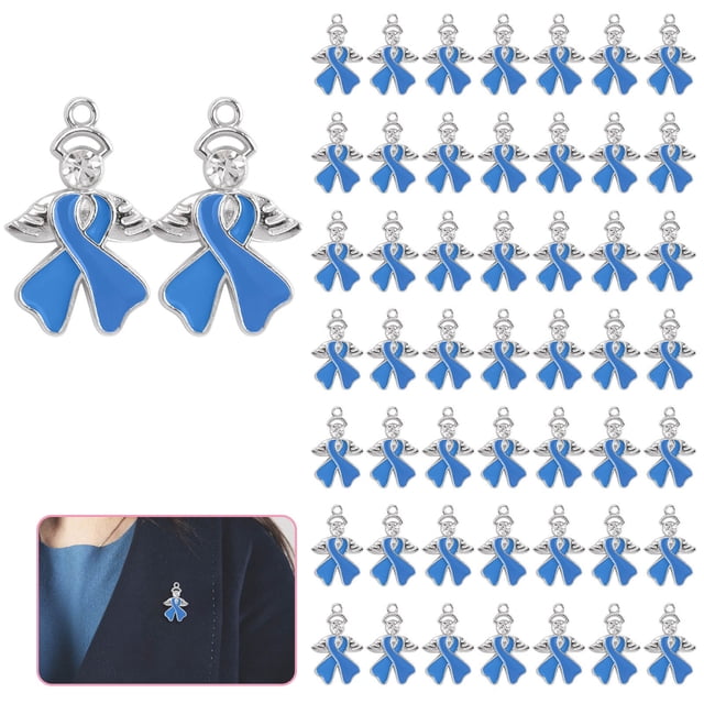 WIFKLSIIPG Alloy Angel Brooche with Like & Ribbon Bow Emblem for Care & Mutual Support Groups 50 Pieces Set