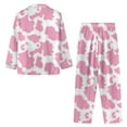 thumbnail image 7 of SEANATIVE Cow Print Button Up Pajamas for Women Pink Ladies Nightwear Outfits 2 Piece Sleepwear Pajamas with Pockets Long Sleeve Top and Pants Loungewear Women Sleepwear Size 2XL, 7 of 7