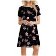 thumbnail image 1 of Vestido suelto casual de manga corta con estampado floral y estampado de girasol para mujer Pompotops  ghjkhdj10691, 1 of 8
