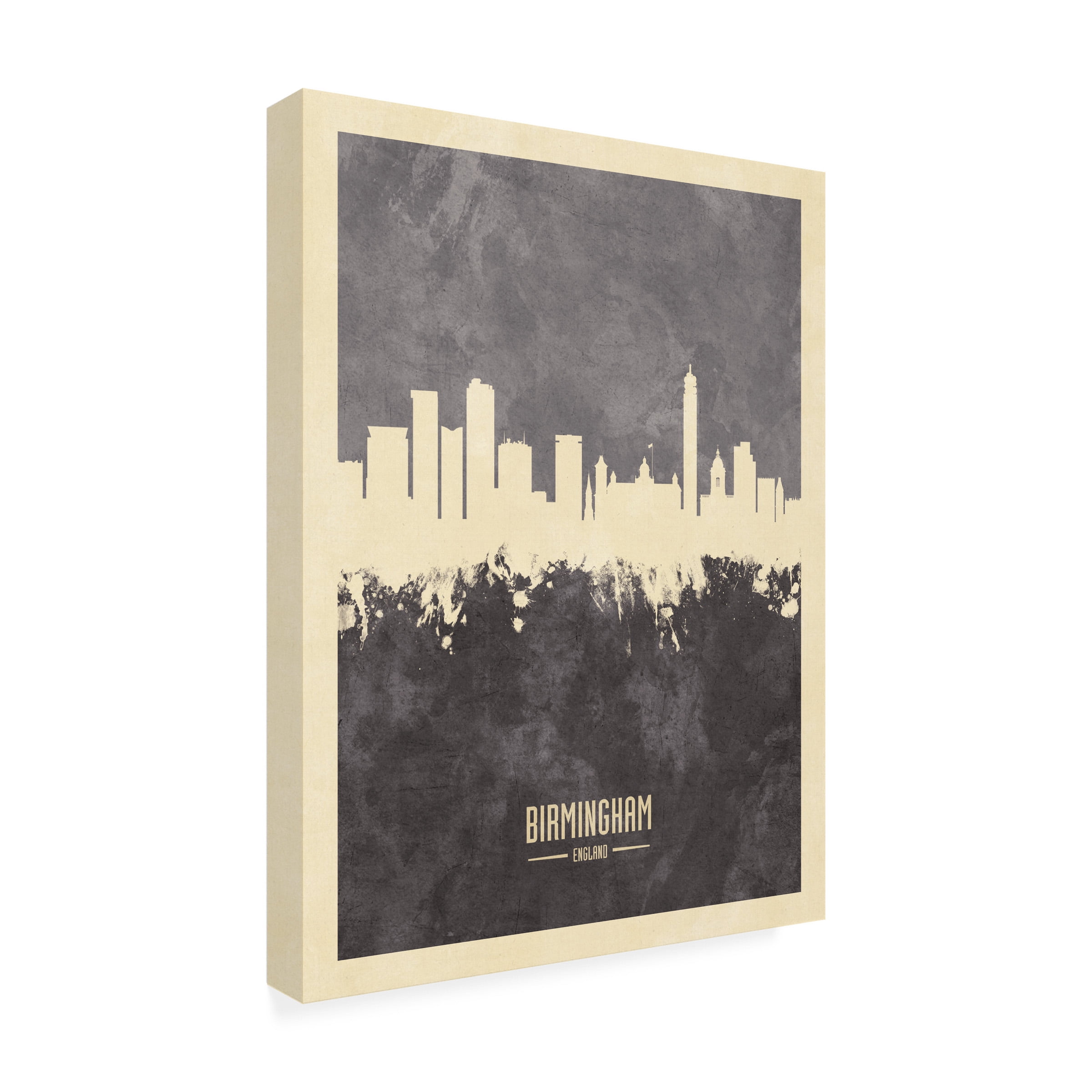 Michael Tompsett 'Birmingham England Skyline Gray' Canvas Art