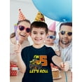 thumbnail image 2 of 5th Birthday Truck Theme Tstars T-Shirt - Perfect Gift for 5 Year Old Boys - Kids' Fun Themed Birthday Apparel - Unique Truck Design Tee for Five Year Old Celebrations X-Small Black, 2 of 6