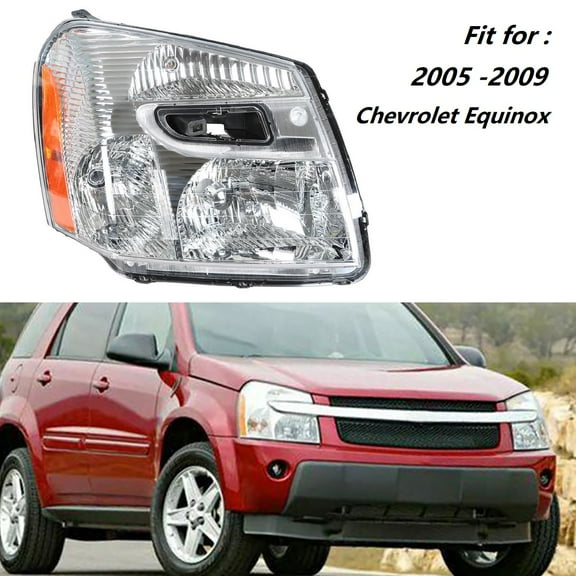 Labwork Headlights Assembly Black Chrome Halogen Headlamp Housing Fit for Chevrolet Equinox 2005 2006 2007 2008 2009, Front Right (Passenger Side)