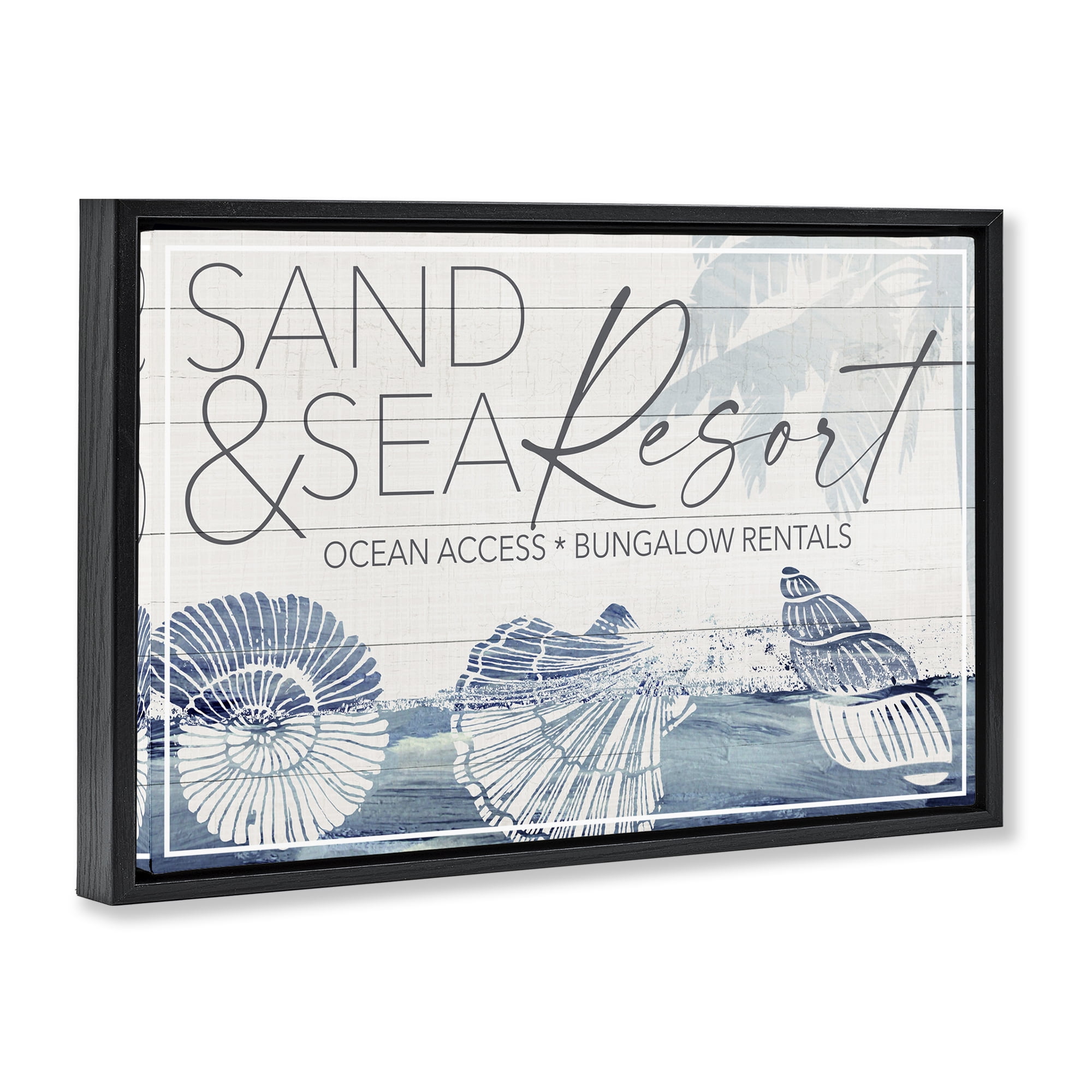 Stupell Industries Sand & Sea Resort Nautical & Beach Painting Black Floater Framed Canvas Art Print Wall Art, 31 x 21