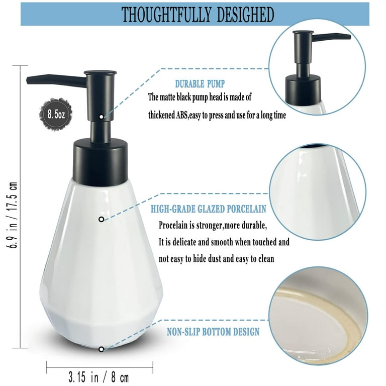  Ceramic Milk Bottle Soap Dispenser Pump Bottle, Liquid Hand  Soap Dispenser Set Refillable Soap Dispenser for Bathroom, Minimalist  Kitchen Dish Soap Dispenser (Black) : Home & Kitchen