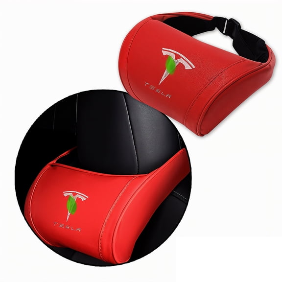 CoolKo Car Headrest Neck Pillow Support Memory Foam Ergonomic Design Accessory for Driving Seat Fatigue Relief Compatible with Tesla Model S X 3 Y & Cybertruck - 1 Piece