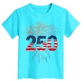 thumbnail image 5 of mgoYE America 250th Anniversary Shirt Girls Girls Boys American Flag Shirt 4th of July T-Shirt Patriotic Short Sleeve Tee USA Flag Stripe Star Summer Blouse Tops(Sky Blue,2-3 Years), 5 of 5