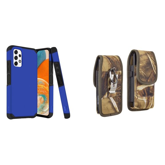 MK Armor Case for Samsung Galaxy A23 5G and Belt Holster Pouch (Blue/Camo)