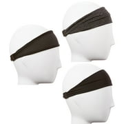 Hipsy Men's Sports Adjustable & Stretchy Xflex Band Mixed Headband 3pk (Black/Charcoal/Black)