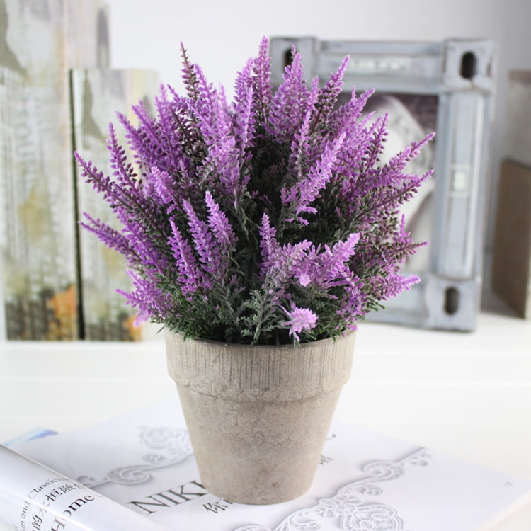 Dollhouse Miniature Artisan Handmade Planter Pot of Lavender Flowers 